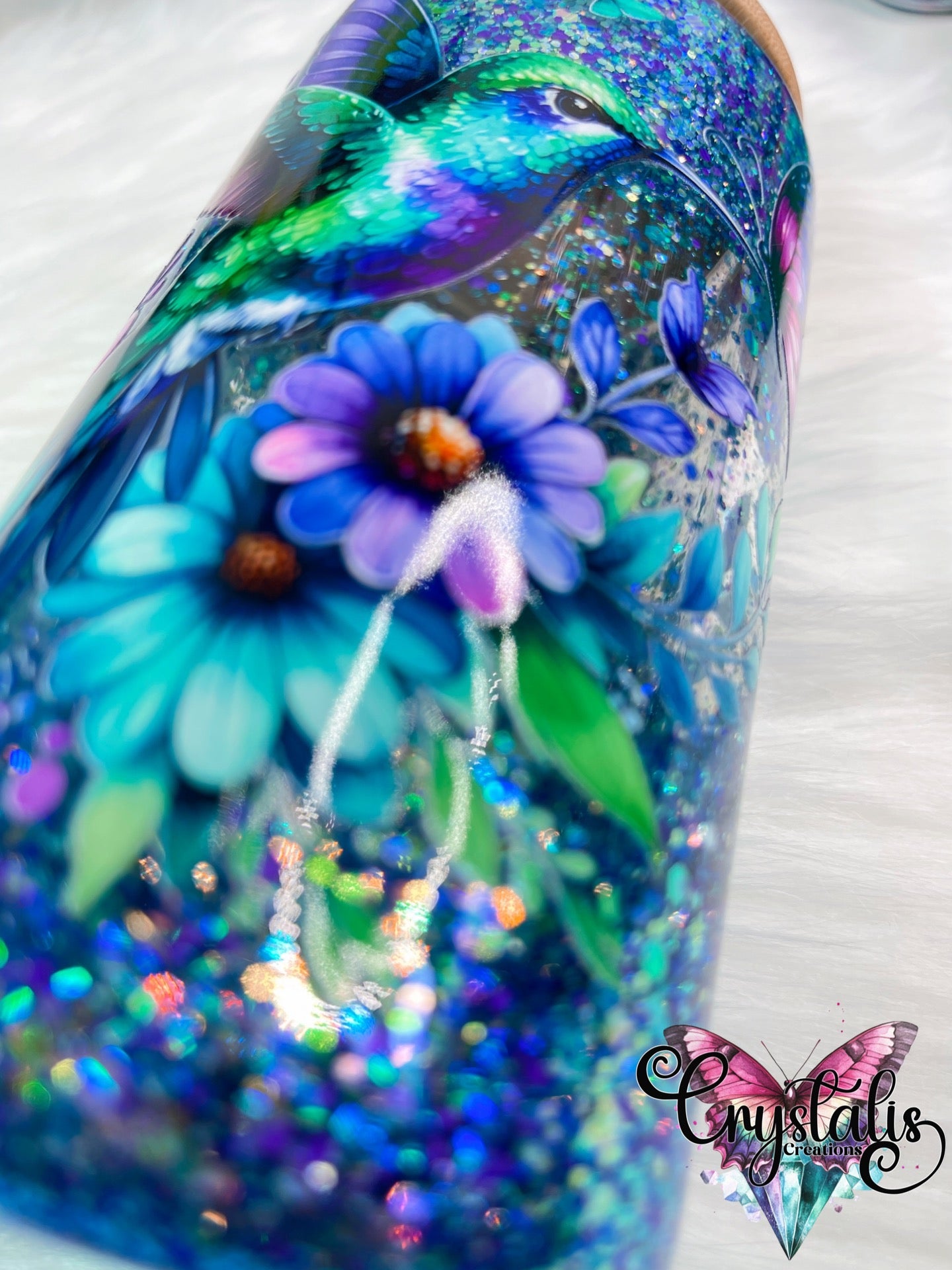 Humingbird Glass Snowglobe Tumbler - 16oz